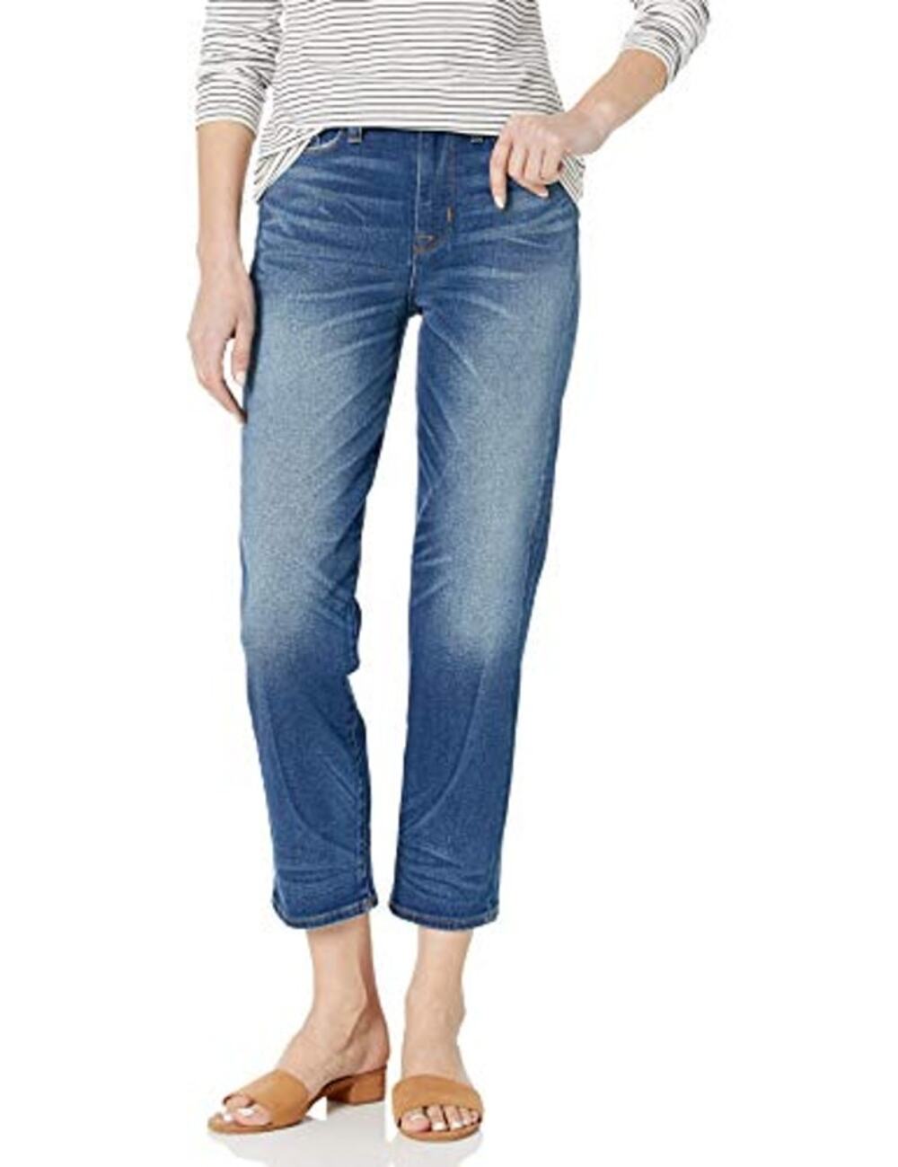 Hudson high rise Zoey straight leg crop jeans stretch dark wash 28